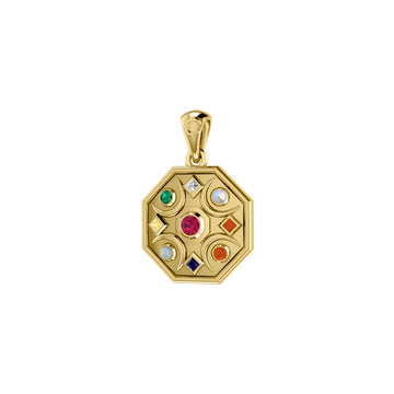 Chandra Moon Solid Yellow Gold Pendant with Gemstone GPD3845